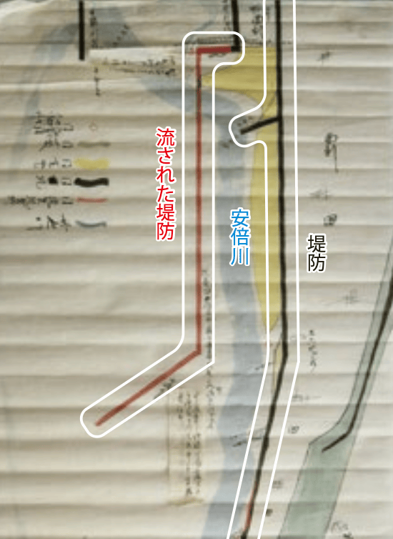 中島村安倍川堤防之図
